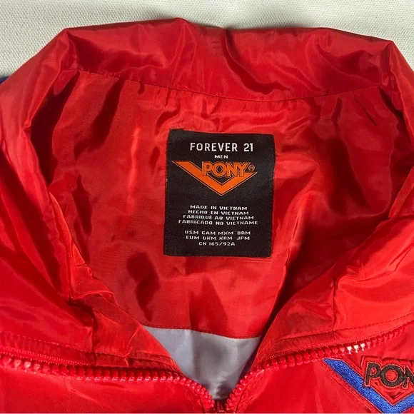 Retro 90's Pony Windbreaker Jacket Red White Blue Medium Men’s Pony Full Zip - Picture 2 of 10